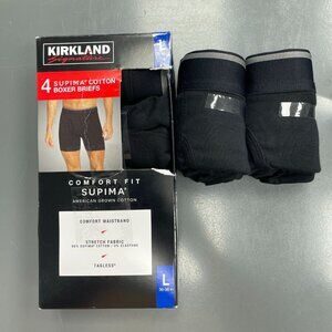 NEW Kirkland Signature 6-Pack Men's L Supima Cotton Boxer Briefs  36-38" Black